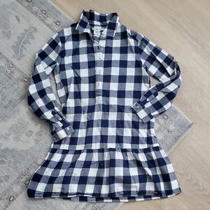 Vineyard Vines Girls Blue Gingham Flannel Peplum Dress Sz12